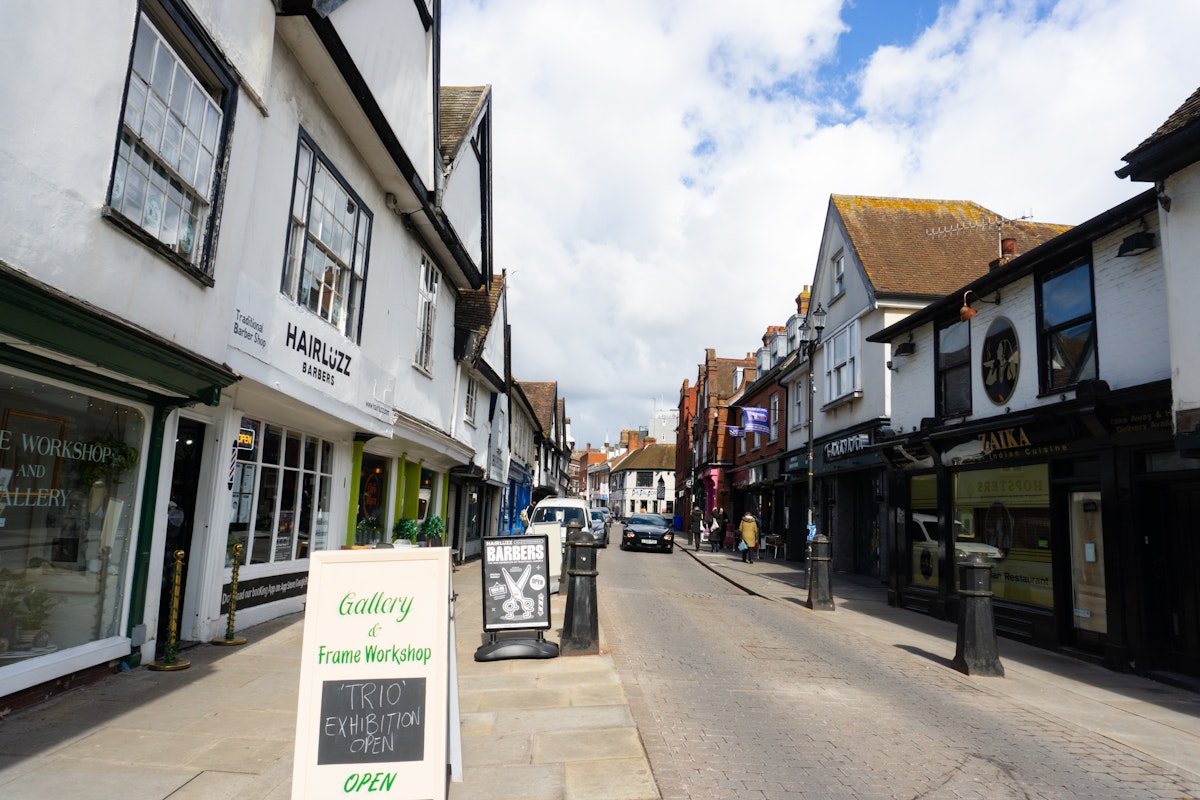 View of st nicholas street shops in ipswich